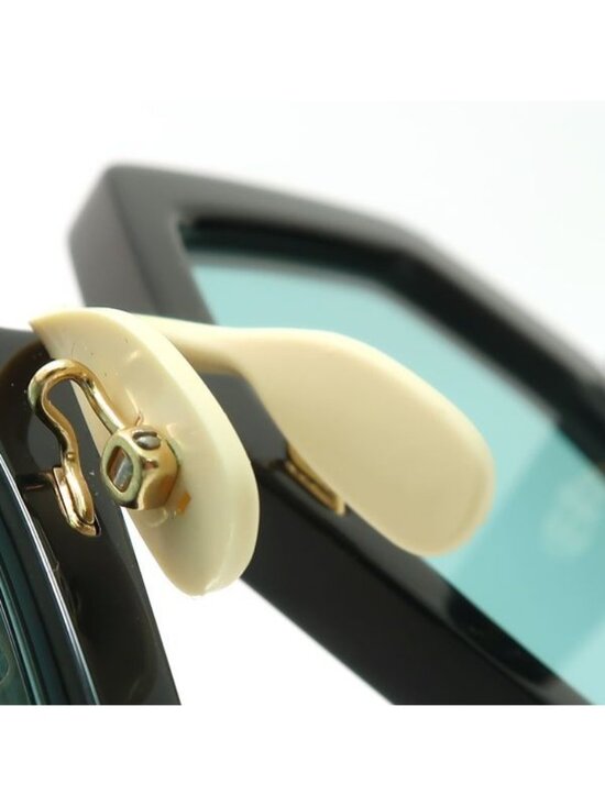 Gucci Sunglasses Oversize 55 Octagon Self Frame Black Blue Lens Eyewear